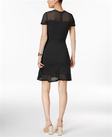 michael michael kors lace fit & flare dress carnat|Michael Kors georgette dress.